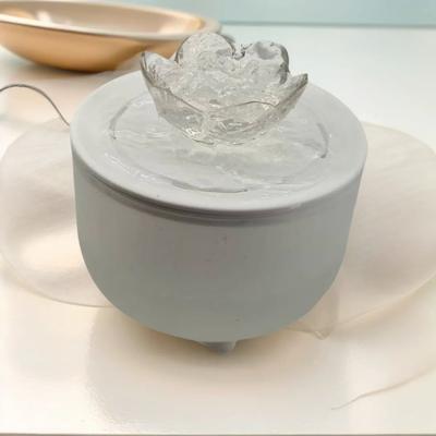 Uplifted Finds 1200mL Auto Filter Pet Water Fountain Electric Mute Cat Drinker white Lotus Flowers us Plug 110 V