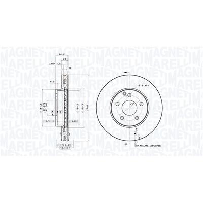 MAGNETI MARELLI Bremsscheibe 360406161401 innenbelüftet-Belüftung mit tropfenförmigen Flügeln 295mm 28mm für Mercedes