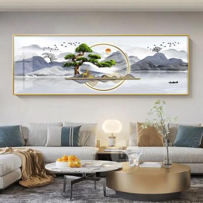 Inspire Essentials Golden Deer Canvas Wall Art With Chinese Style Feng Shui Design 1 40x120cm No Frame