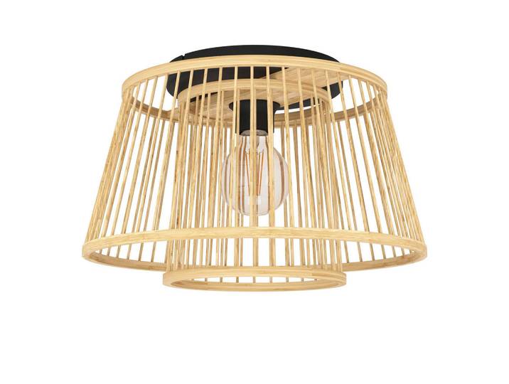 Eglo Deckenleuchte, Naturfarben, Schwarz, Holz, Metall, Ahorn, oval, 21 cm, Lampen & Leuchten, Innenbeleuchtung, Deckenleuchten, Deckenleuchten