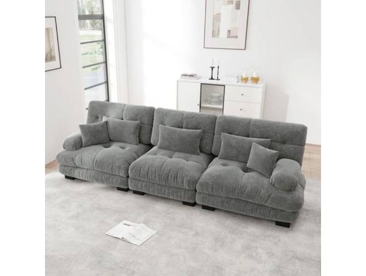 Canapé convertible modulable convertible en lit 3 places assise profonde chenille