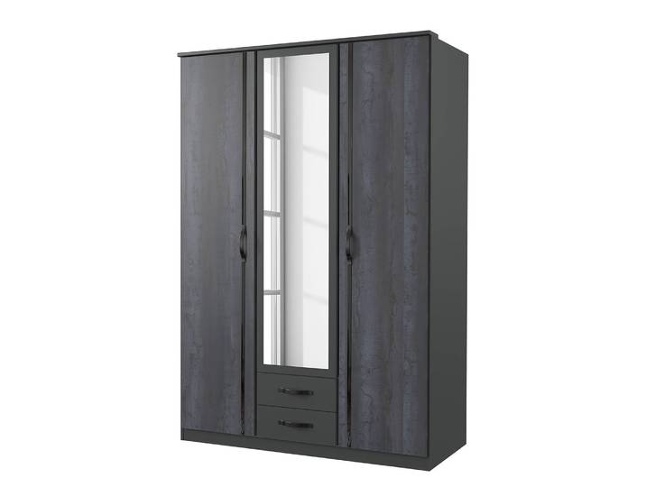 home24 Draaideurkast Duo2 135cm grijs/zwartbruine eikenhouten look