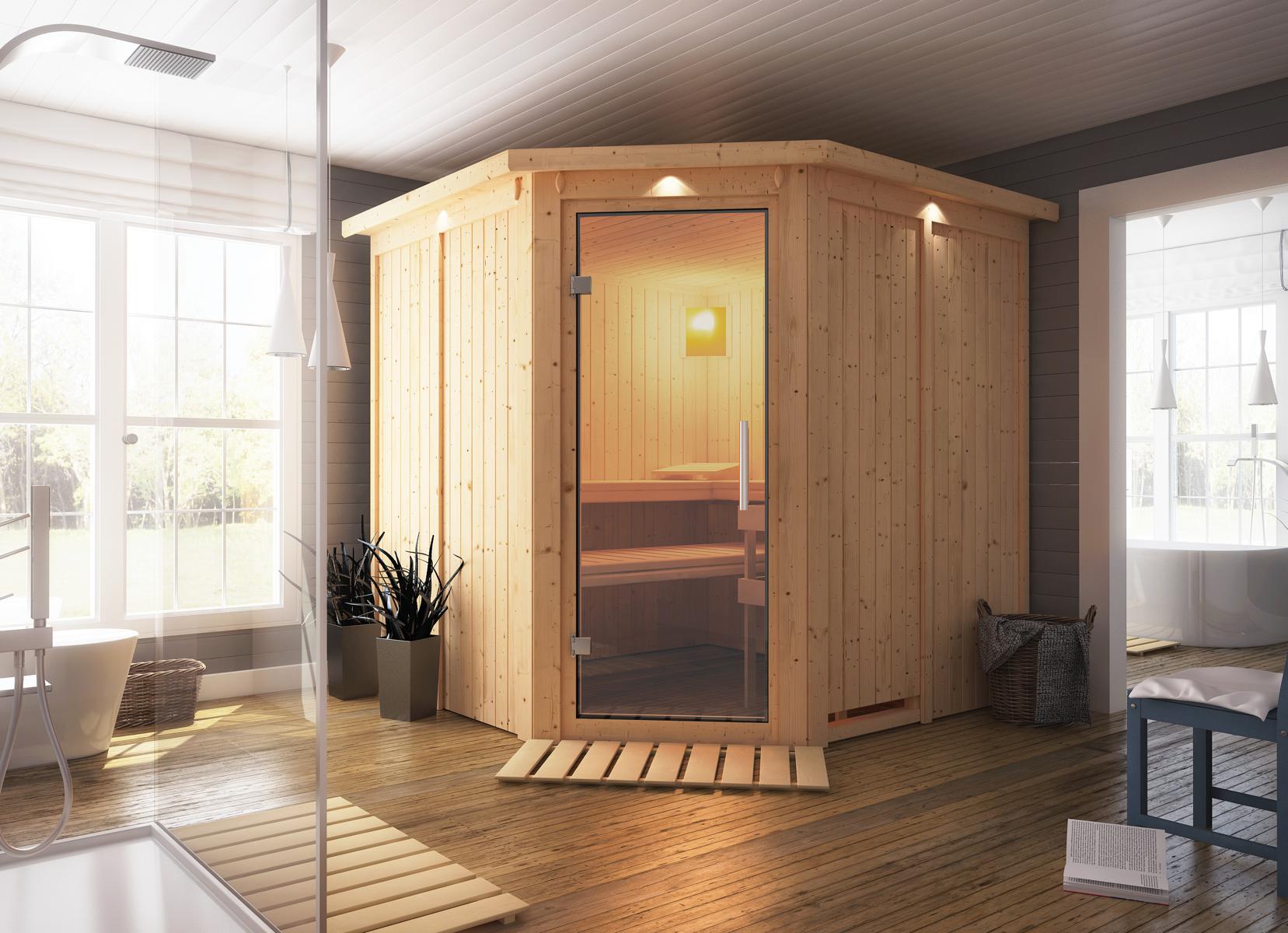 KARIBUHOLZT Sauna Jarin Eck, o. Zub. klarglas GGT 16880611