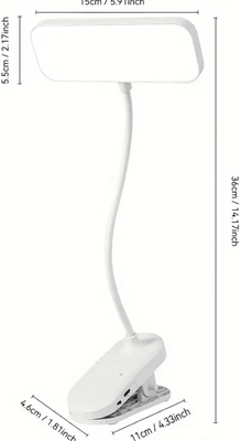 Inspire Curations Clip On LED Desk Lamp USB Rechargeable Reading Light For Study, Dorm & Office 3 Color white