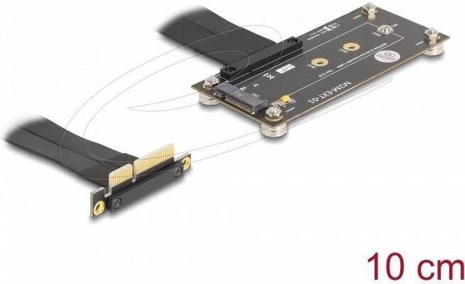 Delock Interfaceadapter M.2 naar M.2 kaart PCIe 3.0 x4 met 90 graden geknikte aansluiting en 10 cm kabel - Zwart