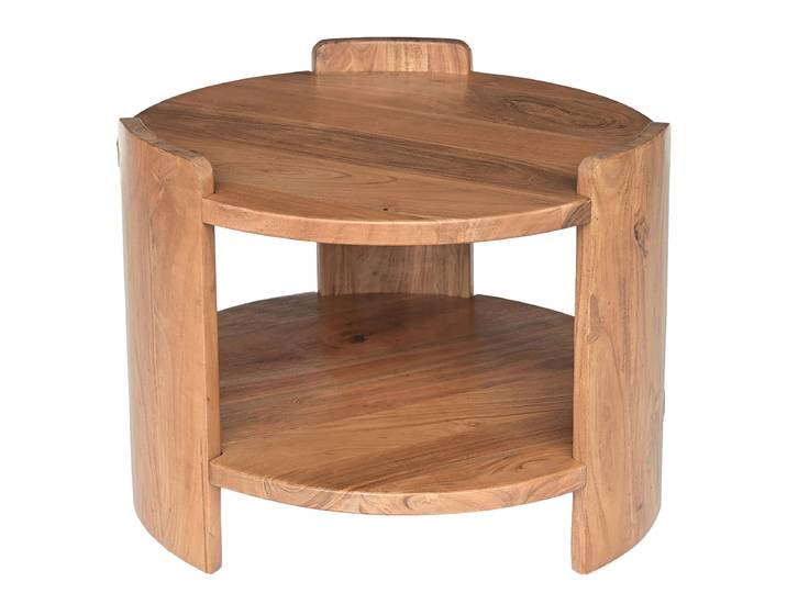 Massiver Couchtisch Ø 60cm Braun