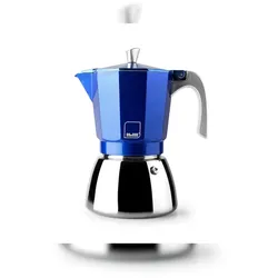 IBILI - Elba Blue Espressokocher, 6 Tassen, 300 ml, Aluminiumguss, Edelstahlboden, induktionsgeeignet