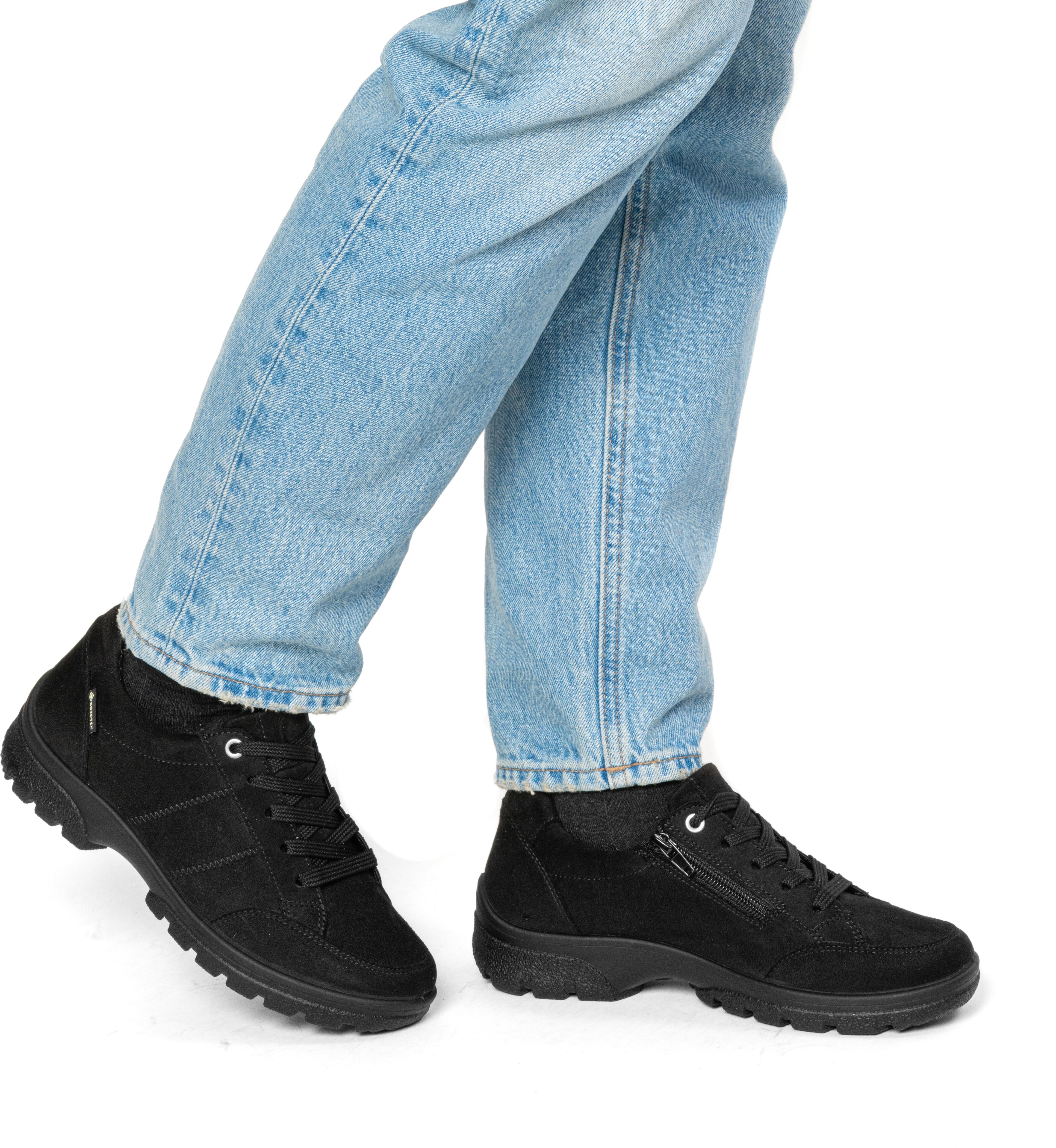Keilsneaker ARA "SAAS FEE-GTX", Damen, Gr. 6 (39), Textil, schwarz, Schuhe Keilsneaker, Freizeitschuh, Halbschuh, Schnürer mit Ziernähten, Weite G