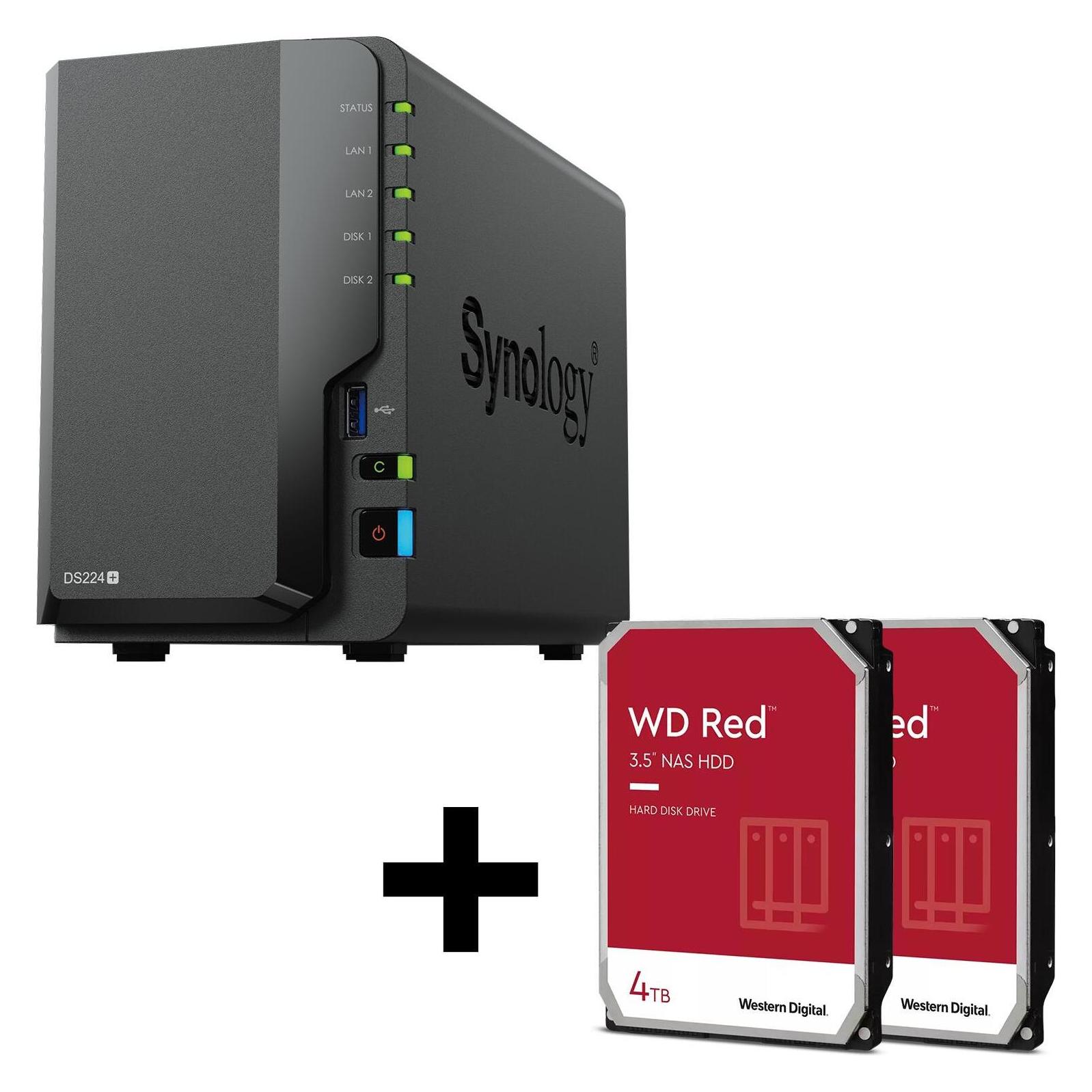 Synology DiskStation DS224+ 2 Einschübe + 2x WD Red (2 x 4 TB, WD Red) (DS224+ & WD40EFPX)