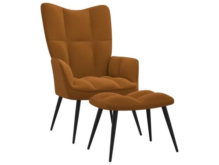 2242®SALE FEVER Fauteuil relaxation - NEUF Fauteuil Scandinave Salon avec repose-pied Marron Velours
