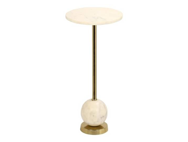 möbelando Beistelltisch >Salo< in Messing, Marmor - 25,5x54x25,5cm (BxHxT)