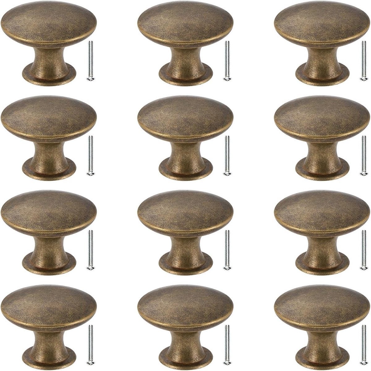 Set van 12 Vintage Antieke Bronzen Kastknoppen voor Meubels - 30 mm