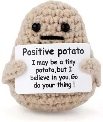 Uplift Picks Crochet Coffee Doll Emotional Support Plush Handmade Knitted Desk Ornament Gift potato