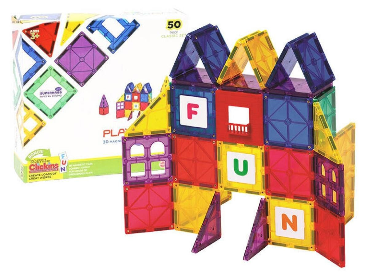 Playmags 3D-magneetbouwstenen uitbreidingsset, 50 stuks