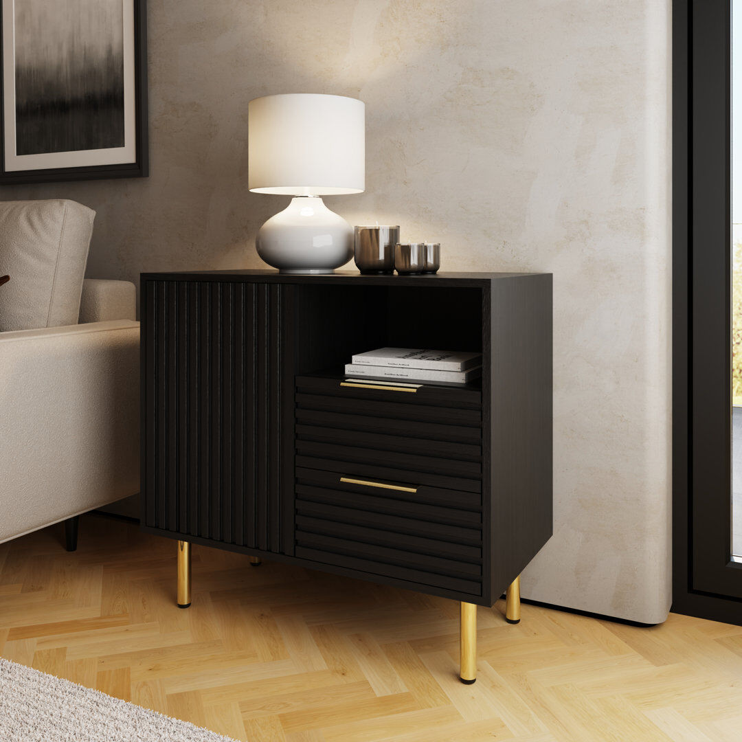 Kitsco 78 cm W Sideboard Black/Gold 72cm H X 78cm W X 39cm D