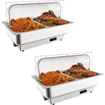 Garvee 2 Pack Electric Chafing Dish Buffet Set, 2x1/2 Size Pans Food Warmer for Catering Parties
