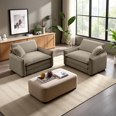ZWYO HOSIMU Corduroy Deep Seat Sofa Chair Set with Memory Foam Cushions (2-Seater)