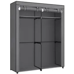 Songmics Kleiderschrank mit Stoffüberzug 140 x 43 x 174 cm grau, 140x174x43 cm