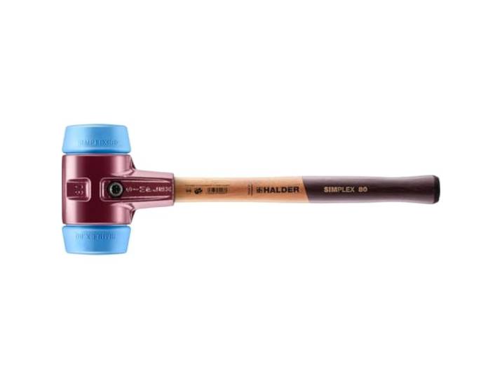 Maillet SIMPLEX\, TPE souple; avec boîtier en fonte malléable et manche en bois D=80 mm 3001.080