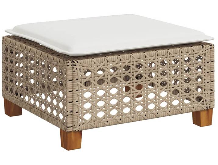vidaXL - Tuinkruk - met - kussen - 63\,5x56x32 - cm - poly - rattan - beige