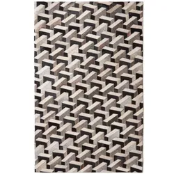 PATCHWORK-TEPPICH Leder, geometrisch gemustert 90/150 cm