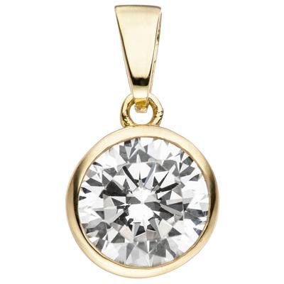 Runder Anhänger JOBO, gold (goldfarben), Schmuckanhänger, Damen, Silber 925 (Sterlingsilber), rund 925 Silber vergoldet mit Zirkonia