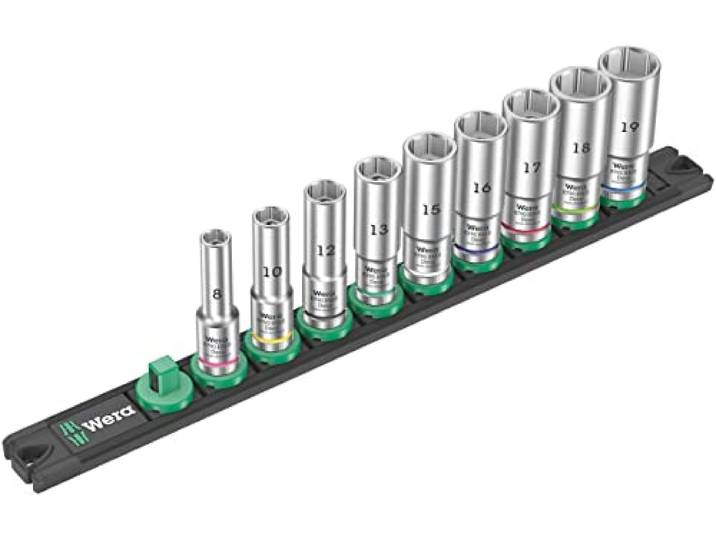 Wera 05005440001 Barre magnétique pour douilles\, B Deep 1\, Jeu de douilles\, 3/8\ \, 9 pièces Noir