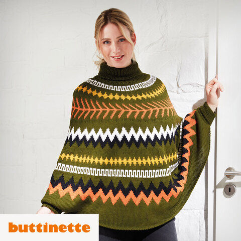 Strickanleitung – Poncho mit Jacquardmuster Madeleine