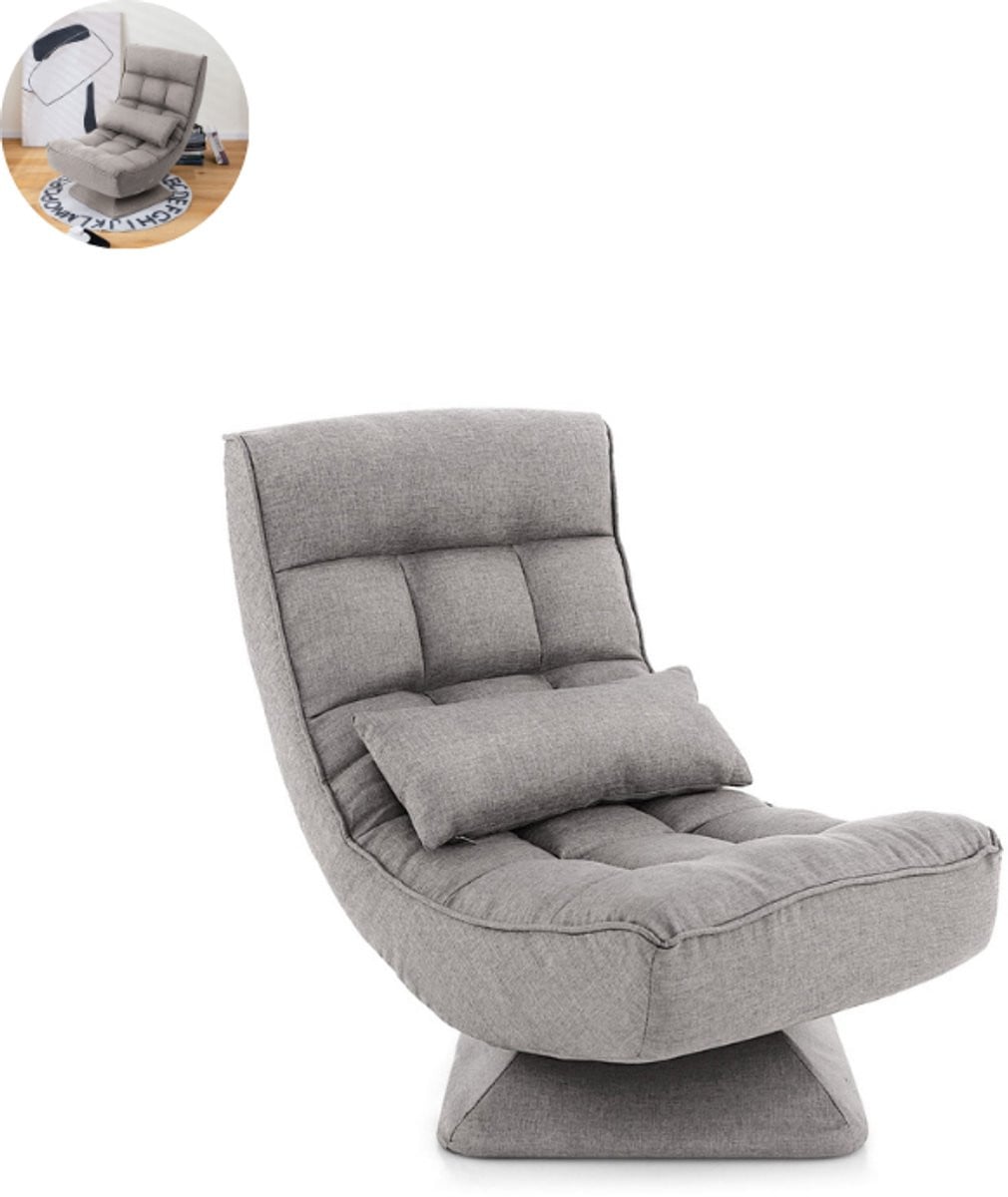 Moderne grijze relaxfauteuil voor volwassenen met lendenkussen