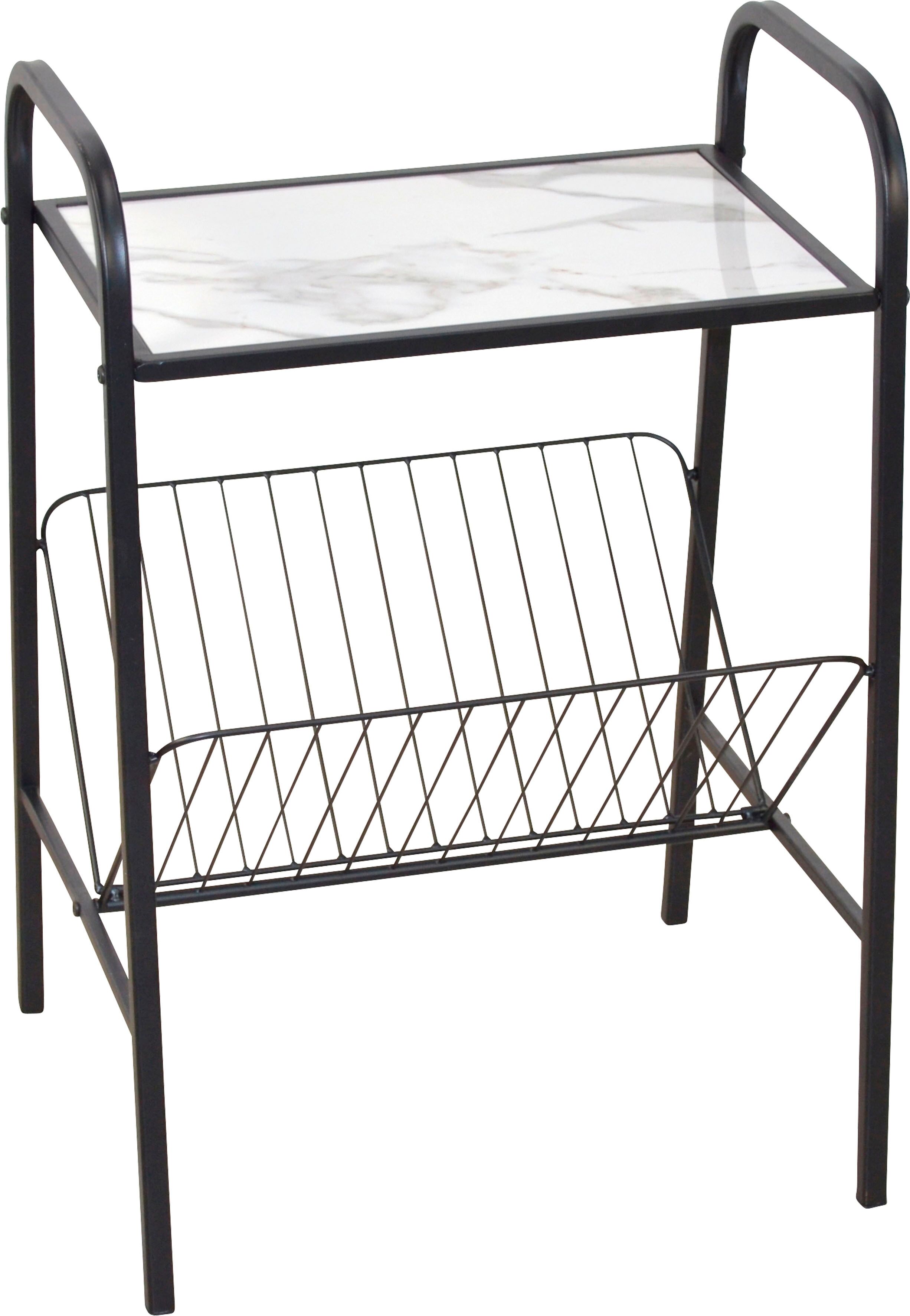 Beistelltisch INOSIGN, schwarz (schwarz, schwarz, marmor weiß, 67), B:46cm H:67cm T:40cm, Ideal für den Wohn- und Schlafbereich oder Diele: Diesen Beistelltisch mit Zeitschriftenablage kannst du vielseitig einsetzen. Im Wohnzimmer eignet er sich als Beist
