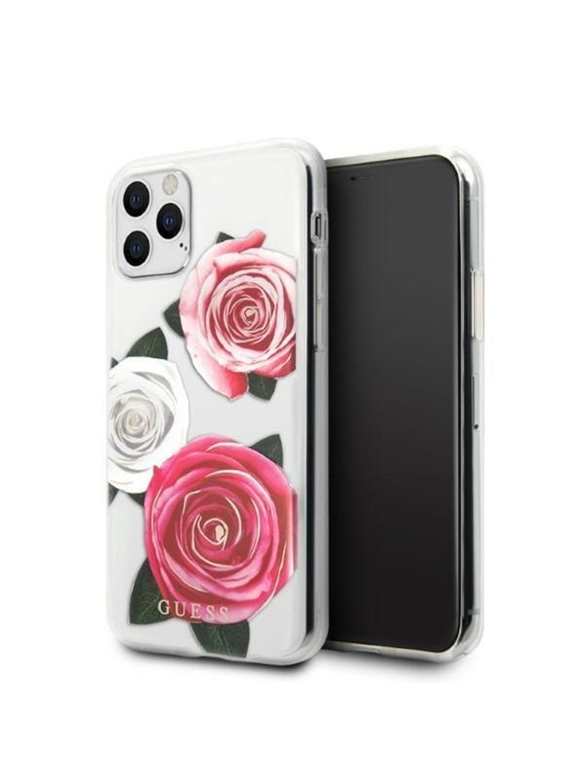 GUESS GUHCN58ROSTRT iPhone 11 Pro transparent hardcase Flower Desire Pink & White Rose