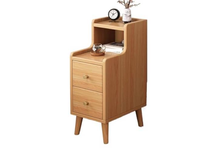 AZHKJKZH Nachttisch Nachttisch Moderner Einfacher Multifunktionaler Schmaler for Schlafzimmer Wohnzimmer Schlafzimmer(Natural,2pack)