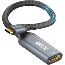 Sonero USB-C/HDMI-Adapter, 4K60, 18Gbps, Stecker/Buchse, grau/schwarz, 10 cm (HDMI), Video Adapter, Schwarz, Grau