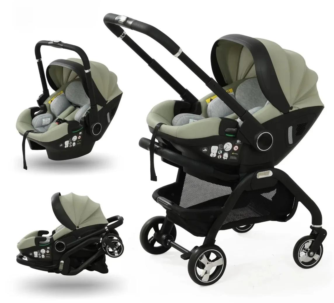 Multifunktionaler Kinderwagen - Modell NB366 - Für Neugeborene - Babyschale - Schlafkorb - Faltbar - Autositztauglich - Mehrfarbig