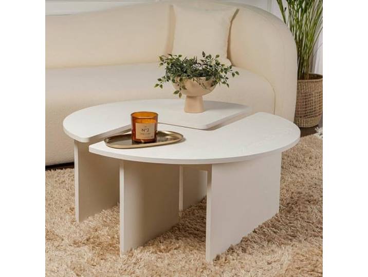 Dmora Wohnzimmertisch Codroipo 90x90x41h cm Weiß Rund