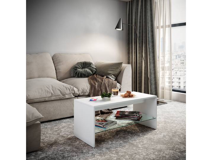 Couchtisch Wisal 90 x 40 x 40cm Weiß/Weiß