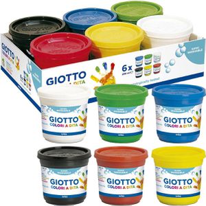 GIOTTO-Fila Fingerfarbe F535000, Colori A Dita, 6 Farben je 200 ml, auswaschbar