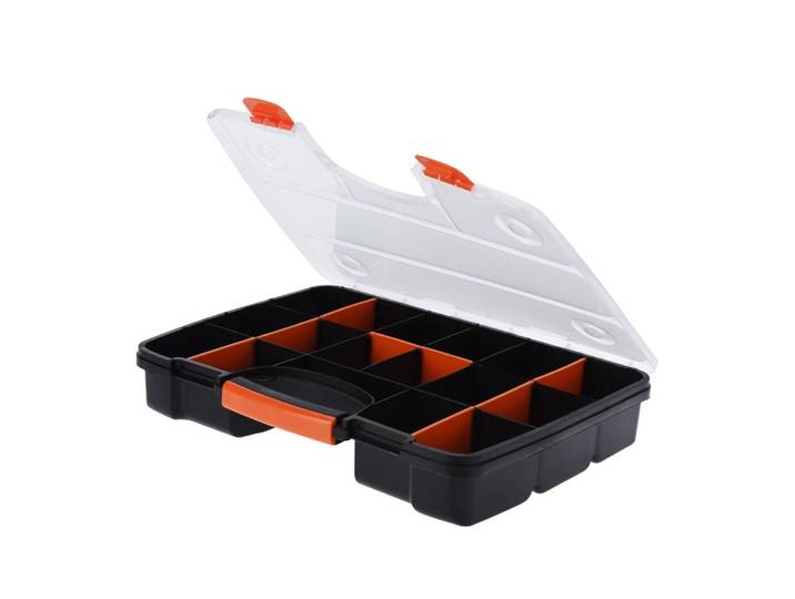 Sortimentskasten 39 x 30 x 7 cm schwarz/orange
