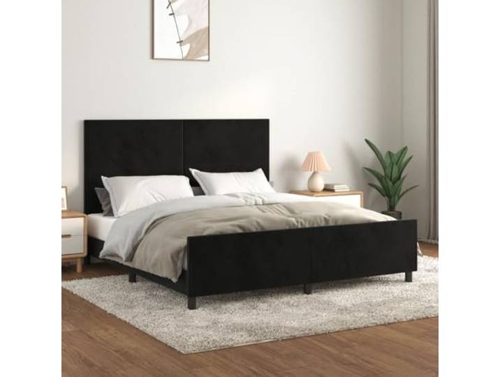 YNGBHFNOP Samt Höhenverstellbar Schlafzimmer 180x200 cm Schwarz Bettgestell mit Kopfteil Schwarz Samt 180x200 cm Polsterbett LED-Höhenverstellbar Lattenrost Stabil