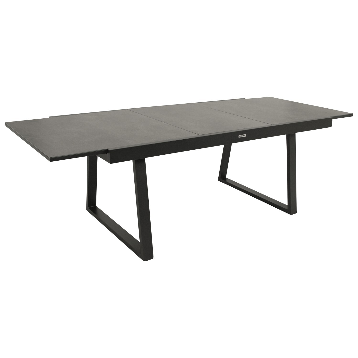 DEGAMO Ausziehtisch REIMS 180/240x100cm, Alu anthrazit + Glas in Keramikoptik