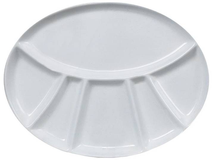 Nouvel Fleischfondue-Teller oval weiss