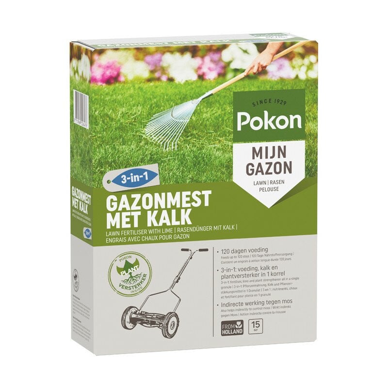 Pokon Gazonmest met kalk 3-in-1 voor 15 m2