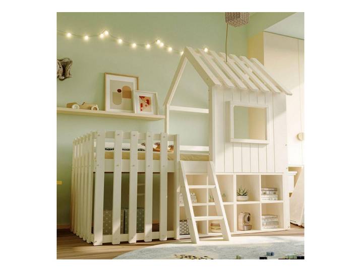 LuxusKollektion Hausbett Etagenbett Hausbett 90x200 Weiß
