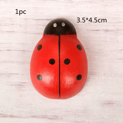 Inspire Picks Wooden Ladybug Decor Large Miniature Fairy Garden Ornament For DIY Crafts 1pc 35x45mm