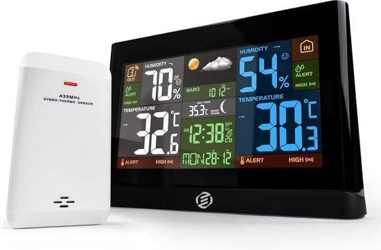 Equivera Draadloos weerstation voor binnen en buiten met thermometer, barometer en hygrometer