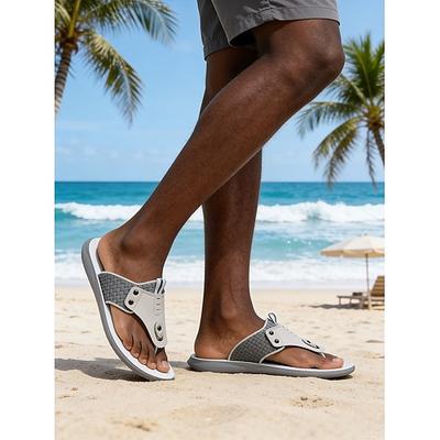 Graue Herren-Sandalen mit weichem Obermaterial und verstellbarem Riemen, ideal für Strandurlaub, Entspannung am Pool und sommerliche Freizeitkleidung