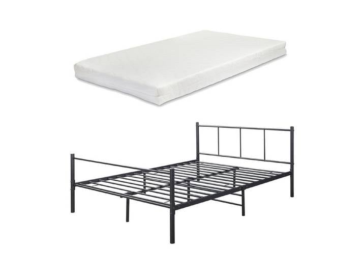 en.casa Metallbett, »Laos« 140x200 Schwarz mit Matratze