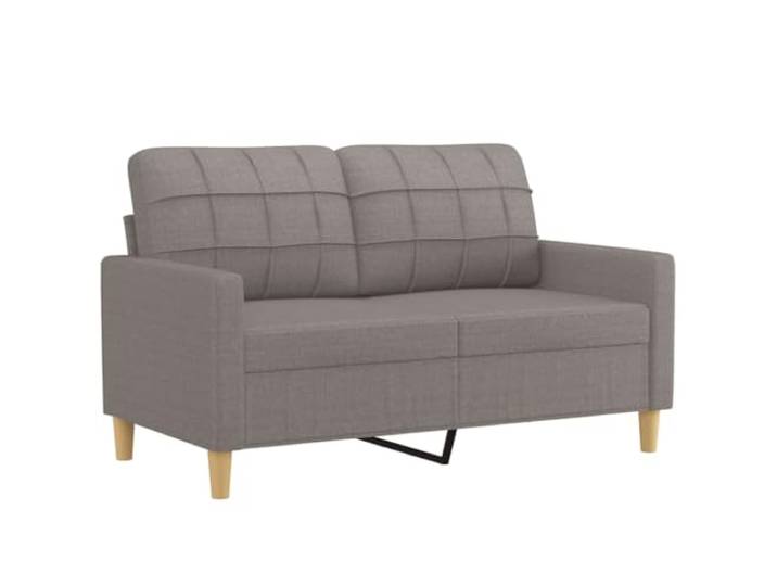 KTHLBRH Sofa-Set, 3-teilig, Taupe mit Kissen Stoff 100 % Polyester, Schaumstoff, Metallrahmen, 2 Sofas 2-Sitzer, Fußstütze