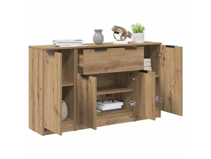 {January Sale}Lot de 3 Buffets de salon Bas Armoire vaisselier avec tiroir Chêne artisanal - Bois d'ingénierie 8_7870427