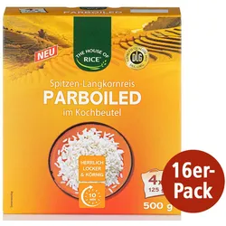 The House of Rice Parboiled Langkornreis im Kochbeutel 16x 4x125g= 500g